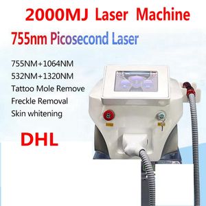 Högkvalitativ Pico Picosecond Laser 2000mj Touch Screen Nd YAG / Tattoo Removal Machine Skin Föryngring 755nm 1320nm 1064nm 532nm