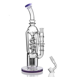 봉 키가 큰 두꺼운 물 담뱃대 유리 Dab Rigs Recycler Beakers 팔 나무 Perc 필터 여과기가있는 기본 수도관 14mm 조인트 구축