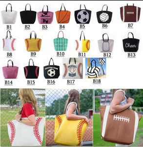 18style Baseball-Taschen-Tasche Leinwand Handtaschen Softball Fußball Schultertasche Basketball-Druck-Taschen-Baumwollsport Tasche Soccer Handtasche GGA3587-1