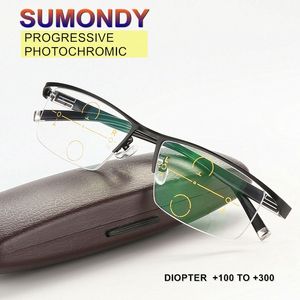 SUMONDY Photochromic Progressive Farsightedness Sunglasses Women Men Chameleon Lenses Reading Glasses Presbyopic Spectacles UR48