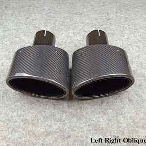 1 piece High quality Oval Style Glossy Black Exhaust Pipe Stainless Steel Tailpipe Car Styling Carbon fiber Muffler Tip