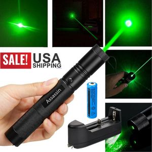 10 mil Super Range Militär 1MW grön laserpekare penna 532nm astronomi synlig stråle laddningsbar justerbar kattleksak+18650 batteri+laddare