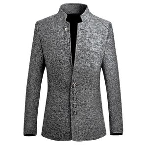 Adisputent 2020 Chinese Style Business Casual Stand Men Jacket New Collar Male Blazer Slim Mens Blazer Jacket Plus Size 5XL CX200725