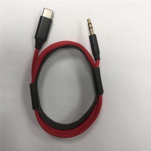 Rote Farbe, geflochtenes Metall-Aux-Kabel, Typ-C-Stecker auf 3,5-mm-Klinkenstecker, Auto-AUX-Audio-Adapterkabel für Autolautsprecher, Smartphone