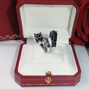Punk osobowość dominująca podwójna cyrkonia czarny leopard pierścionek z głową damski pierścionek gorący darmowa wysyłka luksusowy taniec dawanie prezentów pierścionki cześć