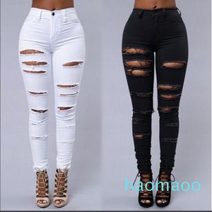 Hot sale-New Summer club Style Women Jeans ripped Holes girls pants Stretch fabric Slim vintage boyfriend jeans for female