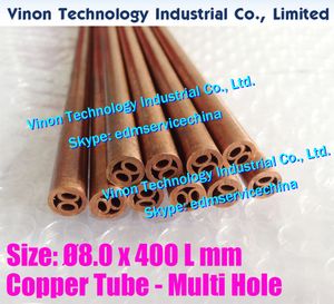 D8.0x400LMM bronze tubo multiorifícios (30PCS / lote), bronze EDM Tubing Eléctrodo Multicanal Diam. 8,0 Comprimento 400 para o tratamento por descarga eléctrica