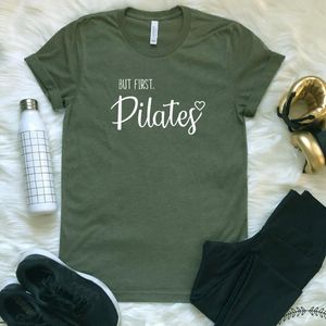 Aber erste Pilates Hemden Frauen Baumwolle Streetwear Lustiges T-Shirt Mädchen Hipster Tumblr T-shirt Grafik 90er Jahre Unisex-Tops Drop Shipping