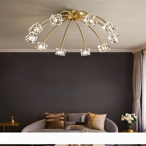 Luz de teto do quarto de cobre completo Crystal Chandelier iluminação em casa personalidade criativa pingente luzes