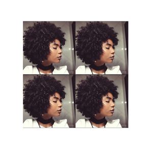 Wholesale malaysia wig for sale - Group buy glorious hairstyle Malaysian Hair afro short cut kinky curly natural wig African Americ simulation human hair curly wig for woman
