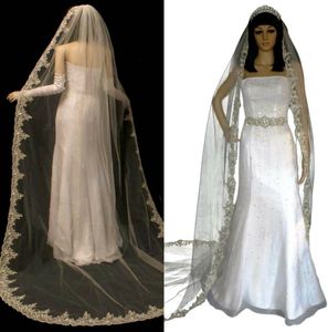 New Arrival Luxury Wedding Veils One Layer Chapel Length Veils Beads Edge Tulle Rhinestones Bridal Veil With Comb