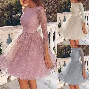 Abito da donna in pizzo cavo sottile da sera elegante con o-collo da sposa con imbracatura incrociata Dropshipping inverno 2020 abiti da lavoro di moda