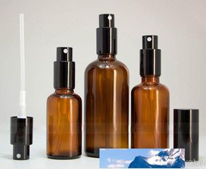 Garrafas de pulverizador de vidro âmbar para perfume de óleo Eliquid com bomba de pulverizador de tampa preta 330pcs / 264pcs / 280pcs em estoque