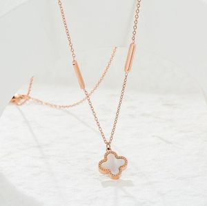 Double-sided titanium steel necklace female 18k rose gold non-fading jewelry net red clavicle chain item WY1455