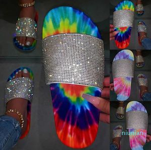 Hot sale-2020 Womens Slippers Summer Slippers Glitter Bling Slide Flat Slipper Shoes Low Heel Comfortable Breathable Bling Sandals