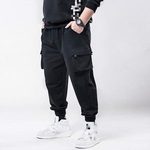 Januarysnow Spring Hip Hop Joggers Men Black Harem Pants Multi-pocket Ribbons Man Sweatpants Streetwear Casual Mens Plus Size 6XL 7XL
