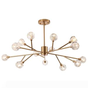 Modern Brass Crystal Chandelier G4 LED Pendant Light Ceiling Lamp Fixture for Dinning room Home Decor H066