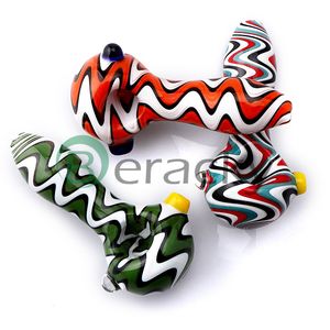 DHL 4inch Glass Spoon Pipe Colorful Wig Wag Pipes Hand Pipe Heady Water For Oil Dab Rigs Smoking