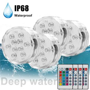 Luzes LED submersíveis com RF remoto, ímãs, copos de sucção, luz subaquática à prova d'água IP68 operada por bateria, 13 LIGH 16 COLORES