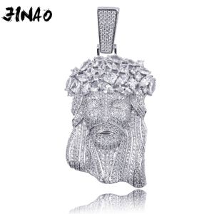 Jinao New Big Jesus halsband Hängsmycke med tenniskedja Guldfärg Iced Out Cubic Zircon Mäns Hip Hop Smycken Gift CX200721