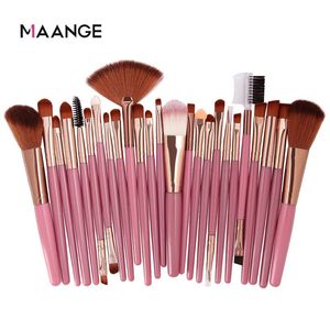 MAANGE 25 Pz Set di pennelli per trucco professionale Fondotinta in polvere, fard in polvere, ombretto, sfumatura, ciglia, correttore, pennello per trucco