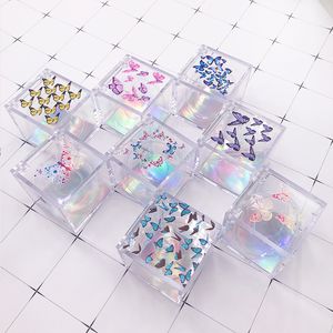 New Eyelash Packaging Box Butterfly Print Clear Cube Box Fluffy 25mm Mink Flase Eyelashes Customized Lash Box