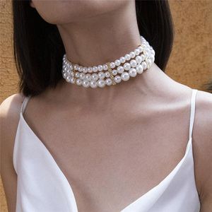 Classic Black 3-layer Women Pearl Choker Necklace Round Natural Freshwater Pearl for Women Wedding Gift Jewelry