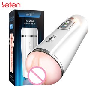 Leten Pocket Pussy Vacuum Suction Male Masturbator Voice Interaction Electric Deep Throat Masturbation Vibrating Sex Toy for Men T200730