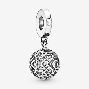 New Arrival 100% 925 Sterling Silver Openwork Heart Ball Dangle Charm Fit Original European Charm Bracelet Fashion Jewelry Accessories
