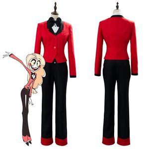 Anime Hazbin Hotel Charlie Cosplay Costume Charlie Suit Full Set Coat+Shirt+Pants+Bow Outfit Halloween Costume