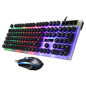 G21 G21 Gaming Mouse و Keyboard Retro High Keycap Computer مضيئة زر لوحة المفاتيح USB والماوس مجموعة شحن مجاني