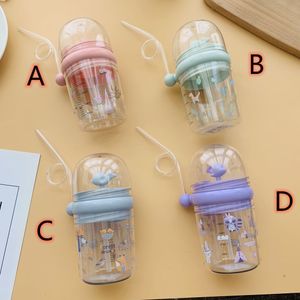 250ml sippy cup with lid and straw cartoon cup plastic kids tumbler water spraying bottle cute whale childrens pot travel mug