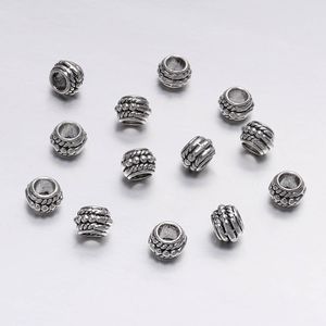 200 sztuk / partia 8mm Antique Silver Loose Spacer Koralik Do Biżuterii Dokonywanie Vintage Bransoletka Koraliki Wyniki Handmade Materiały