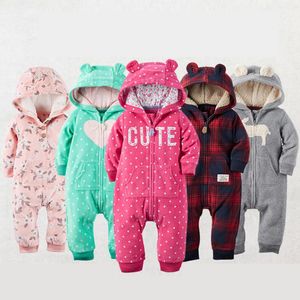 Våren faller varm spädbarn baby rompers korall fleece djur övergripande pojke gril halloween xmas kostym kläder jumpsuit