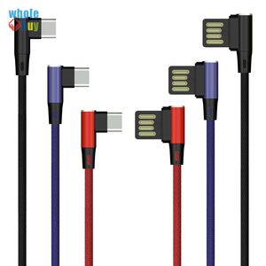 1 м кабеля 90 градусов L-образной ткани плетеная ткань USB-кабель для передачи данных анти-падение антиквартирный тип C / Micro Android кабель