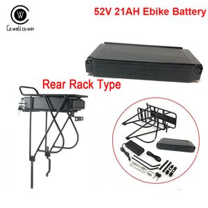 52V 21AH Bakre rack eBike Batteri Samsung LG 18650 Cell Lithium med laddare, 30A BMS Protection för 1500W