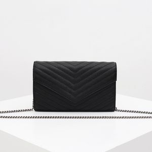 22cmクラシックな女性のバッグハンドバッグ財布チェーンシングルショルダーメッセンジャーバッグキャビア封筒バッグクロスボディバッグハンドバッグ財布