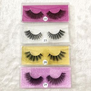 Heißer Verkauf bester Preis 10pair natürliche dicke synthetische Augenwimpern Make -up handgefertigtes gefälschtes Kreuz False Wimpern mit holographischer Box