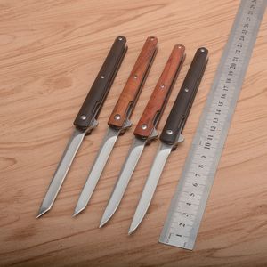 Högkvalitativ Slim Tanto Folding Blade Kniv Snabb öppen Rostfritt Stål Fickkniv Trähandtag Utomhus Jakt Survival Kniv Gift Utility