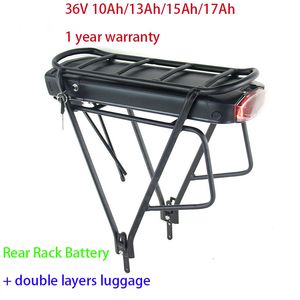 Batteria per eBike per portapacchi posteriore 36V 17Ah 15Ah 13Ah 10Ah con batterie per bici elettriche a doppio strato per bagagli per 250W BBS01 500W BBS02