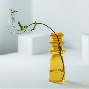 Simple ins thread transparent color glass vases decoration living room hydroponic flower inserting device vase