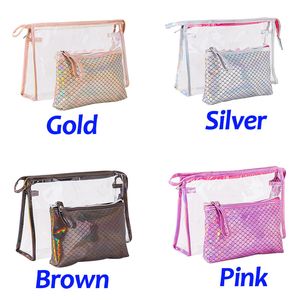 Fish Scales Colorful Cosmetic Bag Women Travel Cosmetic Bags Waterproof Make Up Pouch Toiletry Storage Bags Clutch Wallet Purse for Girls