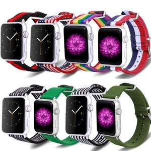 Apple Watch Band Için Gökkuşağı Naylon Kayış Tasarım Kumaşlar Değiştirme Serisi SE 6/5/4/3/2/1 Paslanmaz Çelik Toka Ücretsiz Kargo