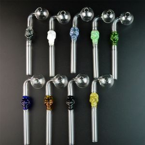 Colorful Pyrex Oil Burner Pipe Skull Smoking Pipes Handle Pipe Curved Oil Burners Hand Blown Best Oil Burner SW21