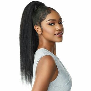 New Arrival Coarse Yaki Ponytail 100% Human Hair Drawstring Pony Tails With Clips In Peruvian Virgin Kinky Straight Ponytail Hair Extensions