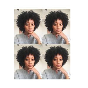 Wholesale malaysia wig for sale - Group buy new hot hairstyle women Malaysian Hair African Americ short cut kinky curly natural wig Simulation Human Hair afro kinky curly wig