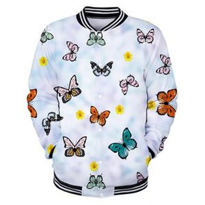 Man Butterfly Ytterkläder Fashion Trend 3D Digital Long Sleeve Button Cardigan Baseball Collar Designer Ny Male Loose Casual Outdoor Coats