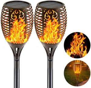 96 LED Sollampor Vattentät Flammar Flames Torches Ljus Landskap Dekoration Belysning Skymning till Dawn Auto On / Off Security Torch Lights