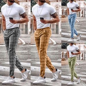 Homens Moda Calças Casuais Calças Estilo Casual Slim Fit Low Cintura Conforto Trecho Calças Chino para Mens