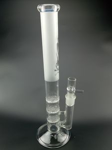 14 pollici vetro acqua bong narghilè smerigliato 3 strati filtri a nido d'ape dab rig tubo dritto 18mm giunto